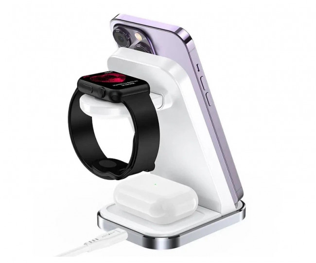 Беспроводной зарядный стенд AceFast E15 3 in 1 White